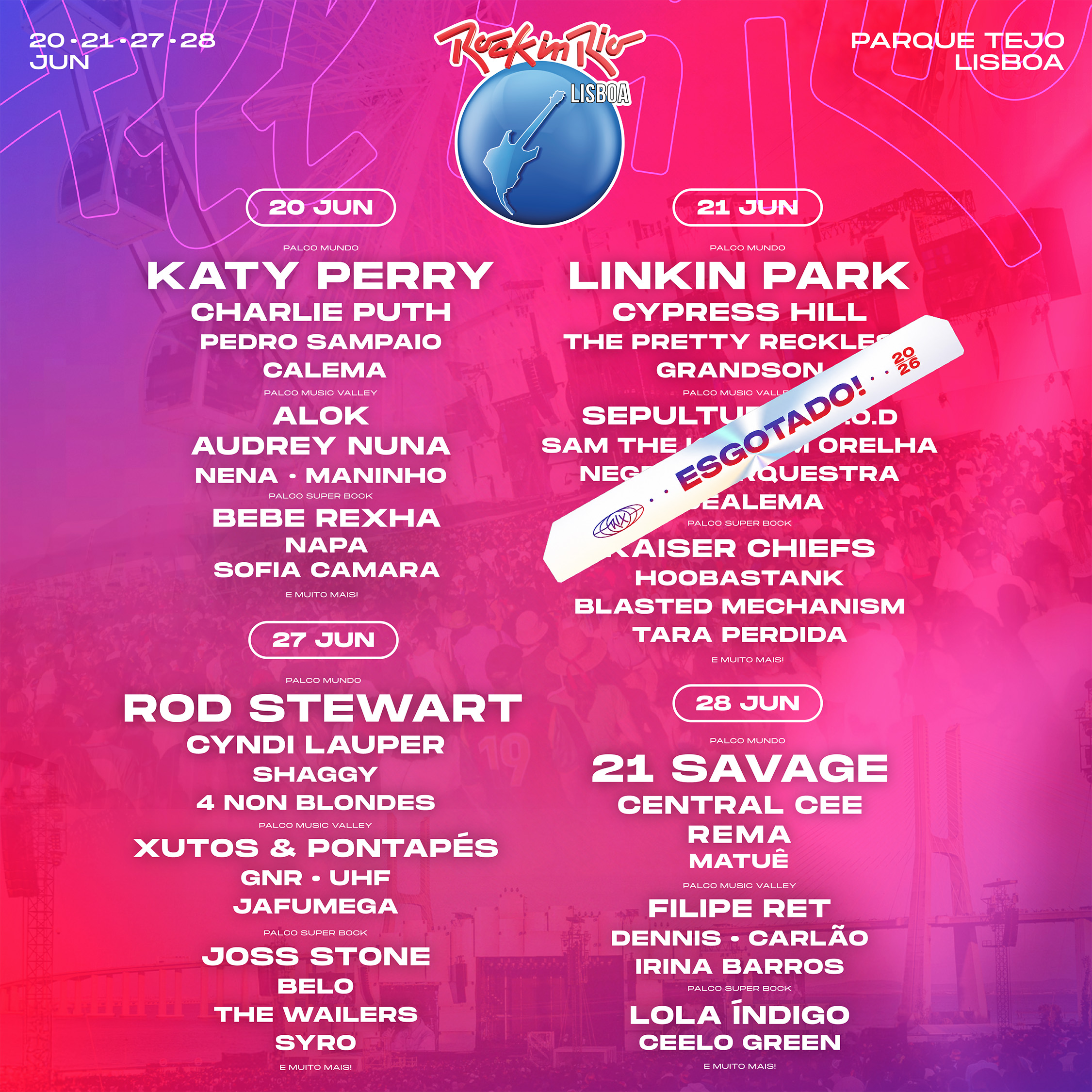 Cartaz Oficial Rock in Rio Lisboa 2026